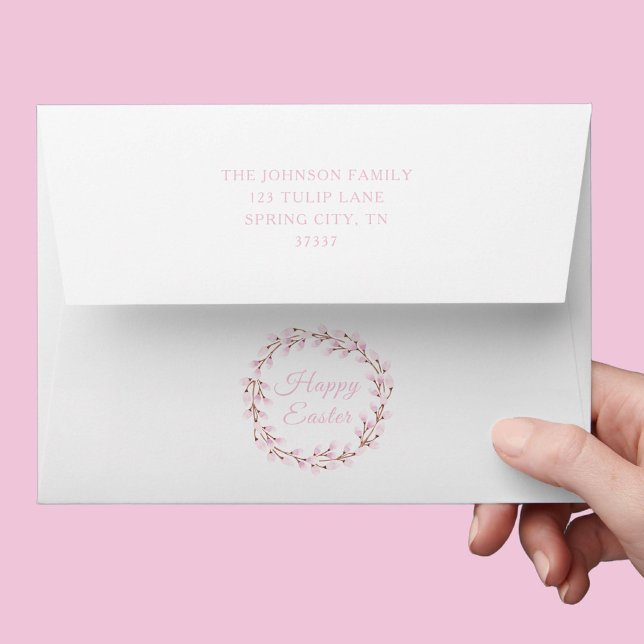 Happy Easter Cute Pink Pussy Willow  Envelope (Happy Easter Cute Pink Pussy Willow Envelope)