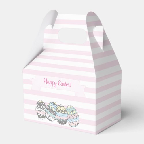 Happy Easter  Cute Pink Stripes  Easter Eggs Favor Boxes