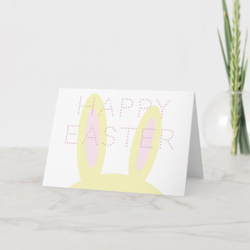 Happy Easter  Cute Pink  Yellow Bunny Ears Holiday Card