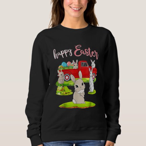 Happy Easter  Cute Rabbit Easter Day Riding Red Tr Sweatshirt