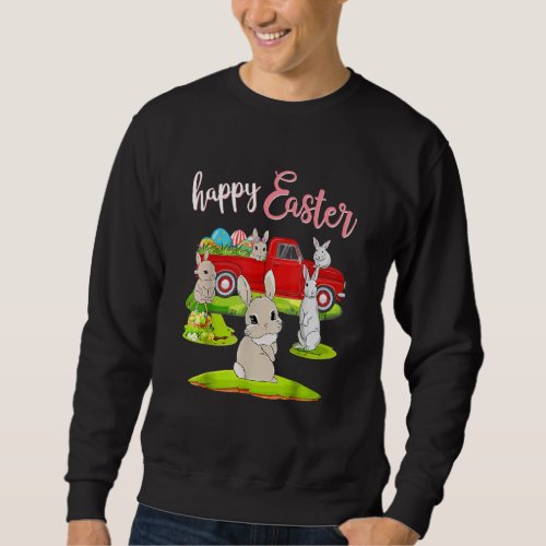 Happy Easter  Cute Rabbit Easter Day Riding Red Tr Sweatshirt