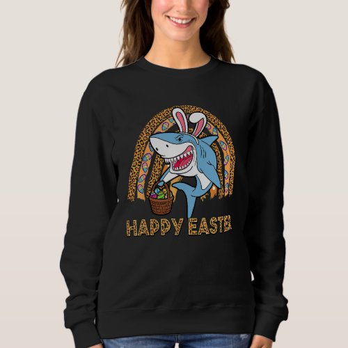 Happy Easter Cute Shark Wearing Bunny Ears Hunting Sweatshirt