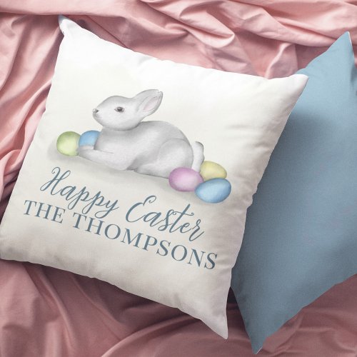Happy Easter Cute Simple Typography Pastel Elegant Throw Pillow