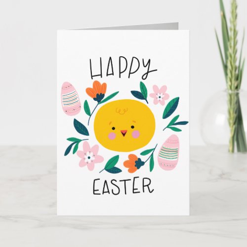 HAPPY EASTER  Cute Spring Chick Doodles Holiday Card