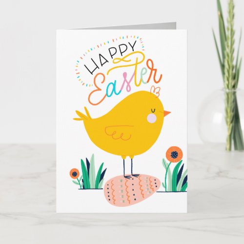HAPPY EASTER  Cute Spring Chick Doodles Holiday Card