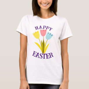  Happy Easter cute Tulip Flowers  T-Shirt