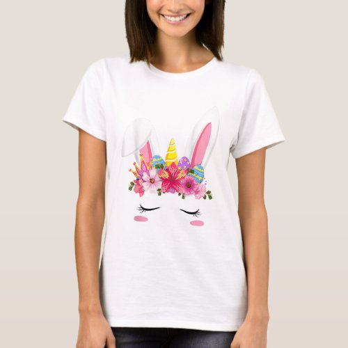 Happy Easter Cute Unicorn Bunny Girls Kids Funny E T_Shirt