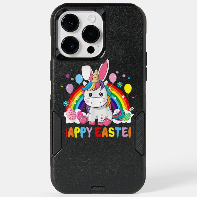 Happy Easter Cute Unicorn Wearing Bunny Ears Easte Otterbox iPhone Case (Back)