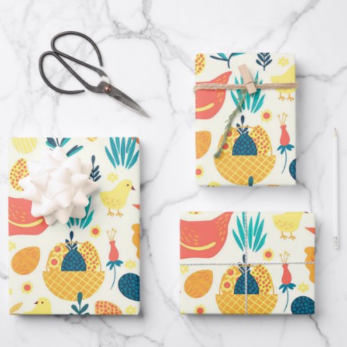 Happy Easter Cute Vintage Chicken Wrapping Paper Sheets