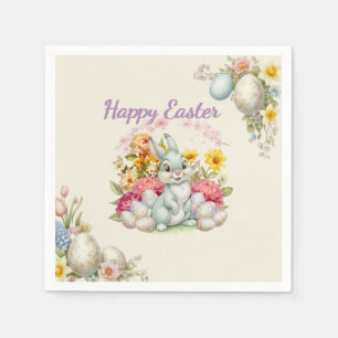 Happy Easter Cute Water Color bunny Napkins