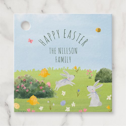 Happy Easter cute watercolor  Favor Tags