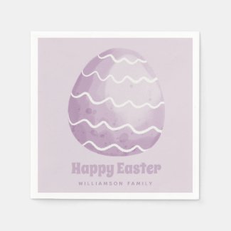 Happy Easter! Cute Watercolor Purple Easter Egg Napkins