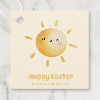 Happy Easter! Cute Watercolor Sun  Favor Tags