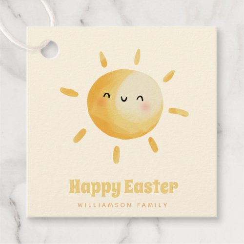 Happy Easter Cute Watercolor Sun  Favor Tags