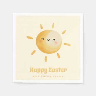 Happy Easter! Cute Watercolor Sun Napkins