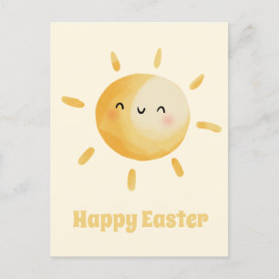 Happy Easter! Cute Watercolor Sun Postcard