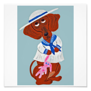 Happy Easter Dachshund Folded Greeting Card Photo Print