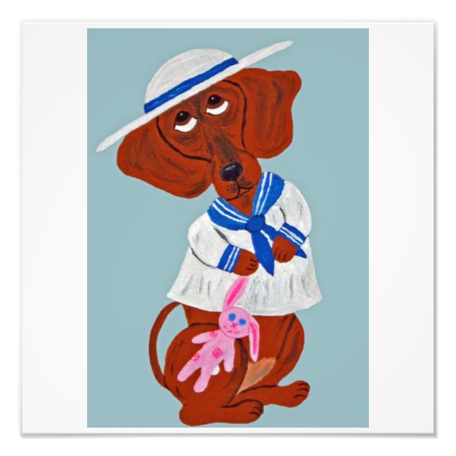Happy Easter Dachshund Folded Greeting Card Photo Print (Front)