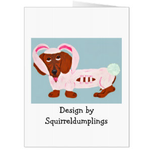 Happy Easter Dachshund in bunny suit  Card