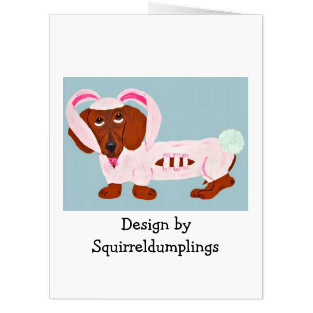 Happy Easter Dachshund in bunny suit  Card (Back)