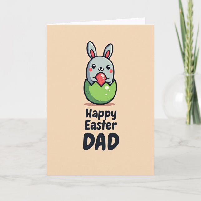 Happy Easter Dad Cute Bunny Card (Front)