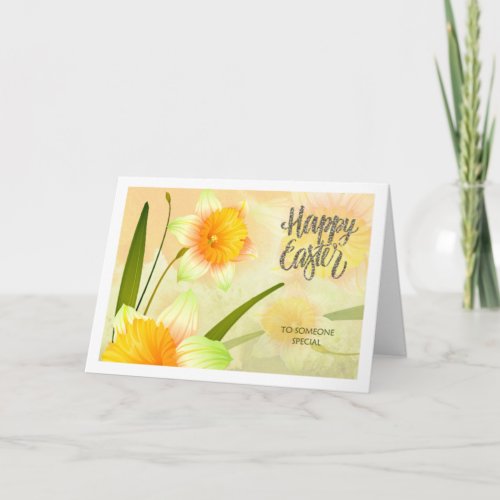 Happy Easter Daffodil Blooms Holiday Card