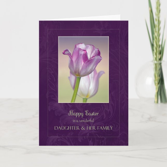 Happy Easter Daughter & Family Card /Easter Tulips (Front)