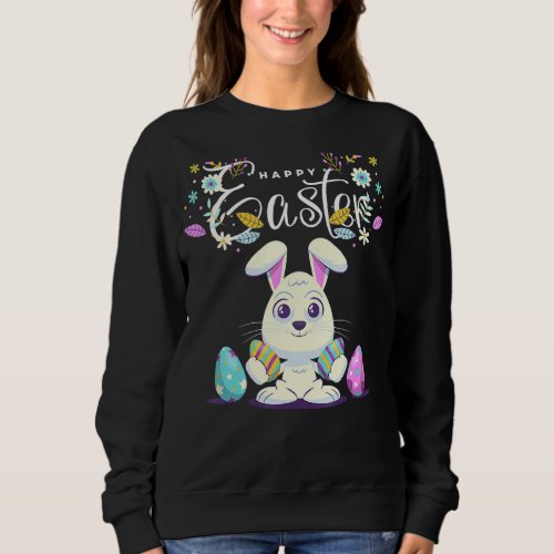 Happy Easter Day 2022 Bunny Hug Easter Eggs Funny  Sweatshirt