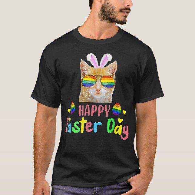Happy Easter Day 2022 Cat LGBT Eggs  T-Shirt (Front)