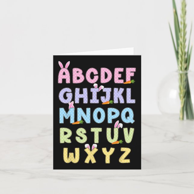 Happy Easter Day Alphabet Abcs Elemeno For Teacher Card (Front)
