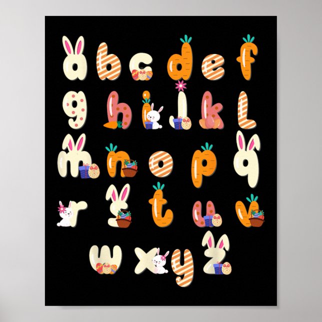 Happy Easter Day Alphabet Abcs Elemeno For Teacher Poster (Front)