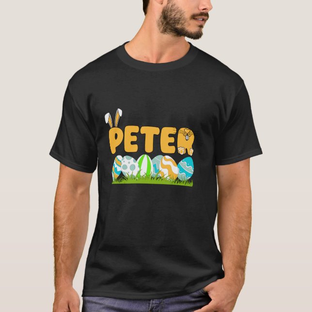 Happy Easter Day Boys Men Personalized Name Peter  T-Shirt (Front)