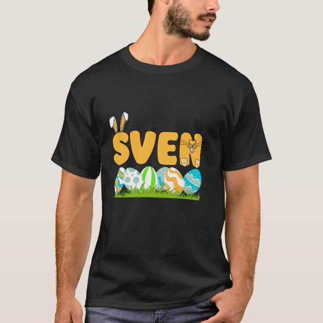 Happy Easter Day Boys Men Personalized Name Sven L T-Shirt (Front)