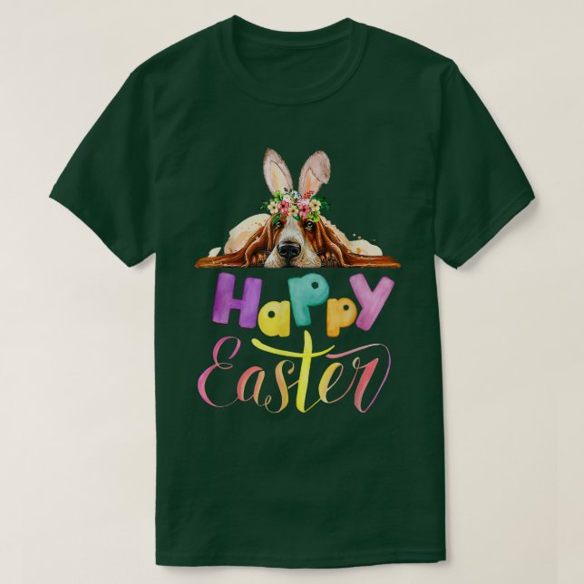 Happy Easter Day Bunny Basset Hound Lovers with Ea T-Shirt (Design Front)
