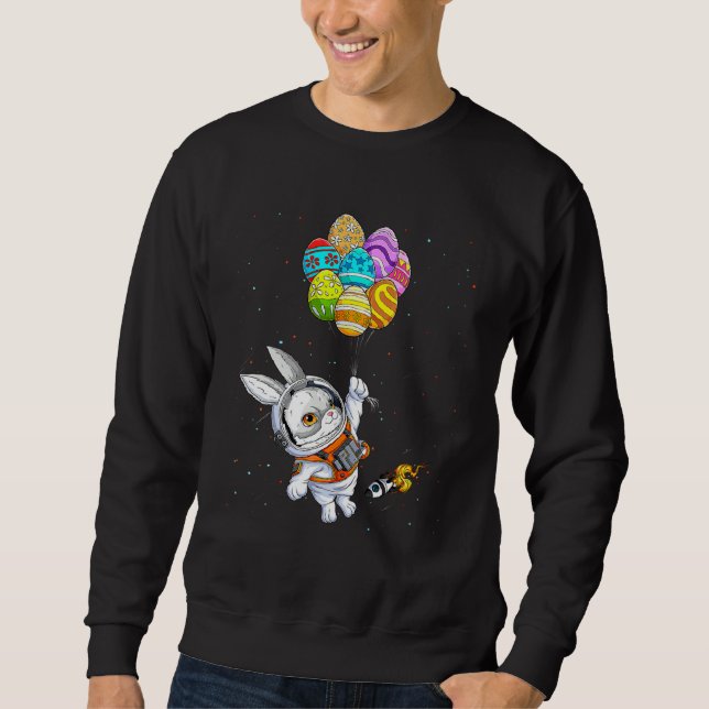 Happy Easter Day Bunny Egg astronaut Space Boys Gi Sweatshirt (Front)