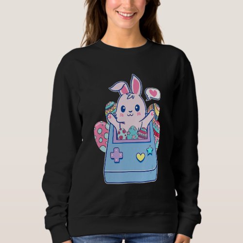 Happy Easter Day Bunny Egg  Boys Girls Kids Gamer  Sweatshirt