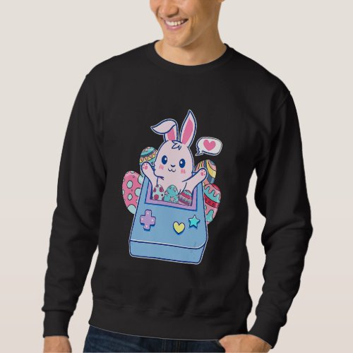 Happy Easter Day Bunny Egg  Boys Girls Kids Gamer  Sweatshirt