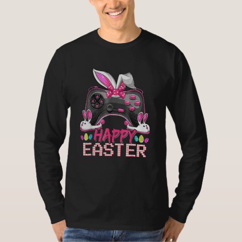 Happy Easter Day Bunny Egg  Boys Girls Kids Gamer  T_Shirt