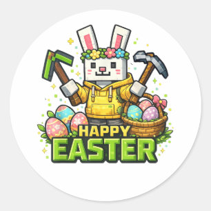 Happy Easter Day Bunny Egg Gamer Video Classic Round Sticker