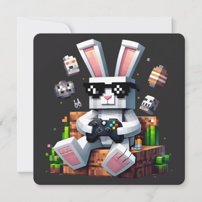 Happy Easter Day Bunny Egg Video Gamer Easter Day Invitation (Front)