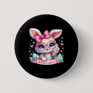 Happy Easter Day Bunny Eggs Cute Happy Easter Bunn Button