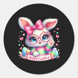 Happy Easter Day Bunny Eggs Cute Happy Easter Bunn Classic Round Sticker