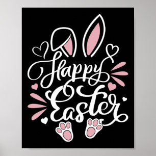 Happy Easter Day Bunny Eggs Rabbit Graphic Family  Poster