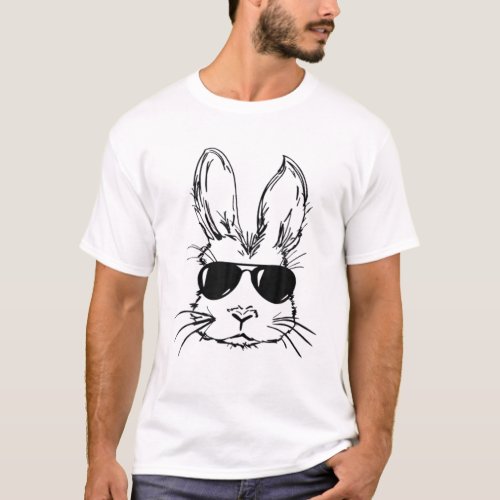 Happy Easter Day Bunny Face Glasses Men Women Boy T_Shirt