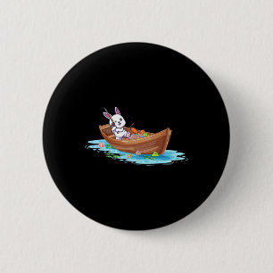 Happy Easter Day Bunny Fishing Fisherman Kids Men  Button