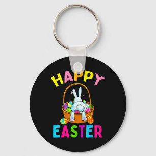 Happy Easter Day Bunny Hunting Chocolate Eggs Egg Keychain