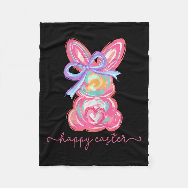 Happy Easter Day Bunny Rabbit Brushstroke Tee Wome Fleece Blanket (Front)