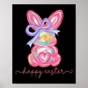 Happy Easter Day Bunny Rabbit Brushstroke Tee Wome Poster