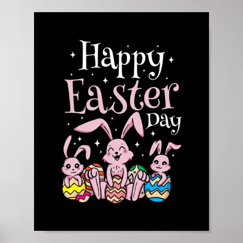 Happy Easter Day Bunny Rabbit Eggs Egg Hunting  Poster