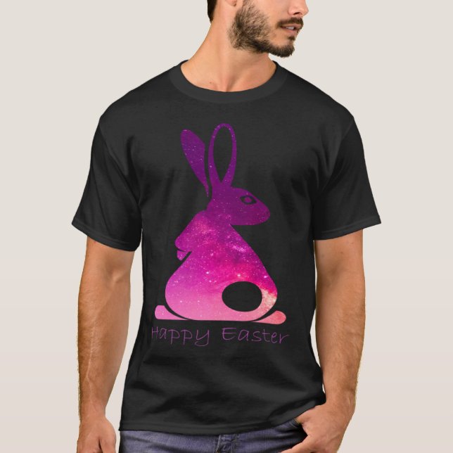 Happy Easter Day Bunny rabbit pink solar system cl T-Shirt (Front)